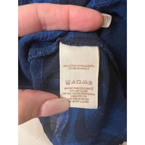 Free People Womens Honey Grove Knit Loose Blue/Black Blouse - Picture 6 of 13